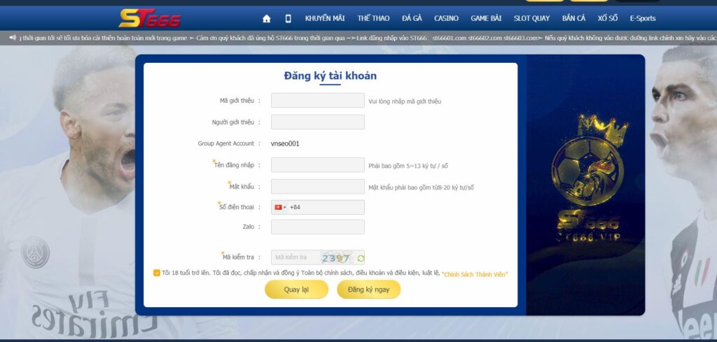 Đăng ký tài khoản chơi cá độ thể thao tại ST666