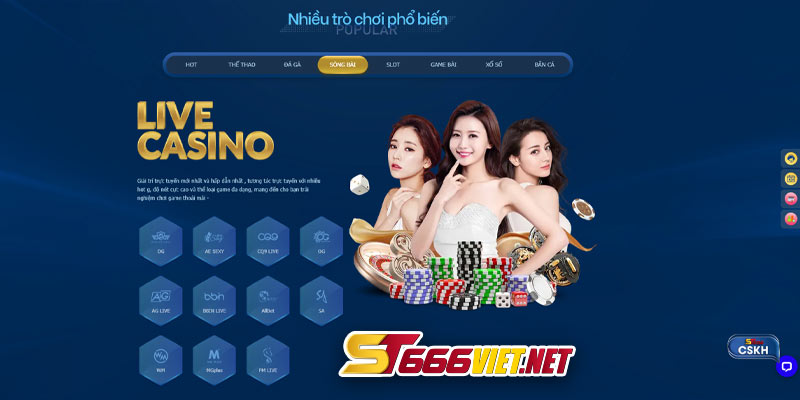 Bật mí kho game cá cược khổng lồ tại ST666 Casino